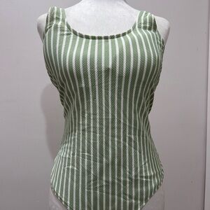 H&M Green and White Striped Bodysuit